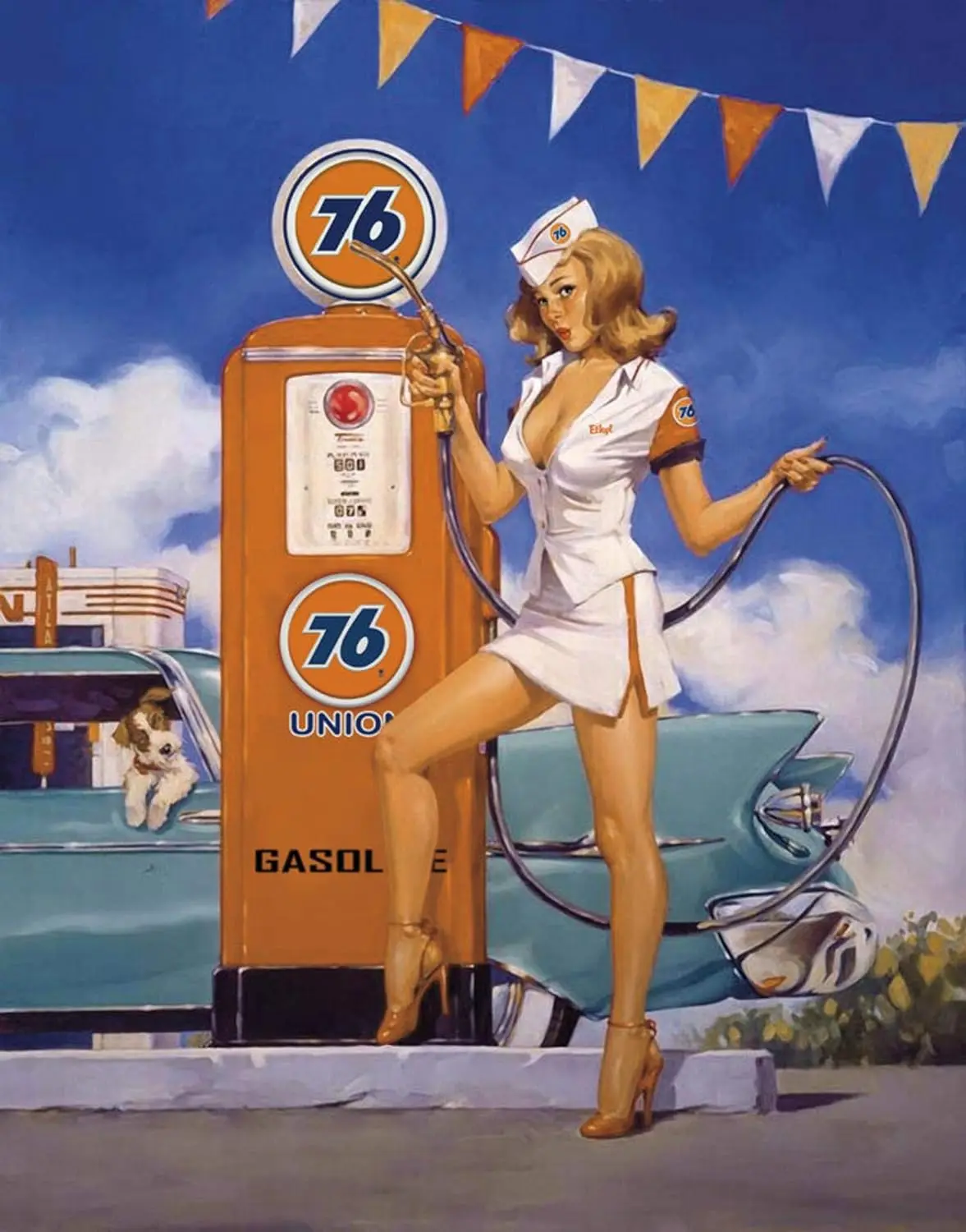 Vintage Metal Tin Sign ; Gifts For Pinup Tin Sign Garage Union 76 Gas Station Pin Up Garden Yard Signs Home Decor Wall Art for F