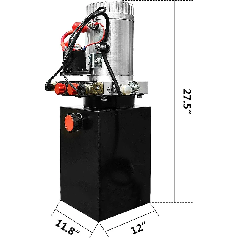 12V DC Powering Unit 20  Hydraulic Pump Single Acting Hydraulic Dump Trailer Pump 3200 PSI Hydraulic Power Unit