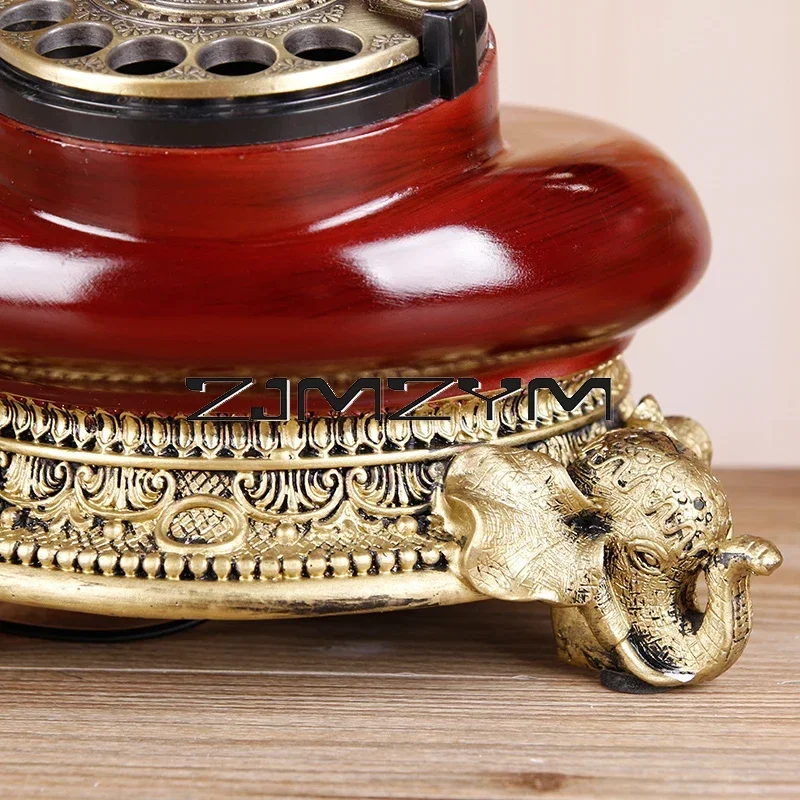 Antique Corded Telephone Resin Fixed Digital Retro Phone Button Dial Vintage Decorative Rotary Dial Telephones Landline for Home