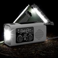 2000mAh Solar Power Hand Cranked Radio With Emergency Flashlight Torch Rechargeable Power Bank For Home Outdoor