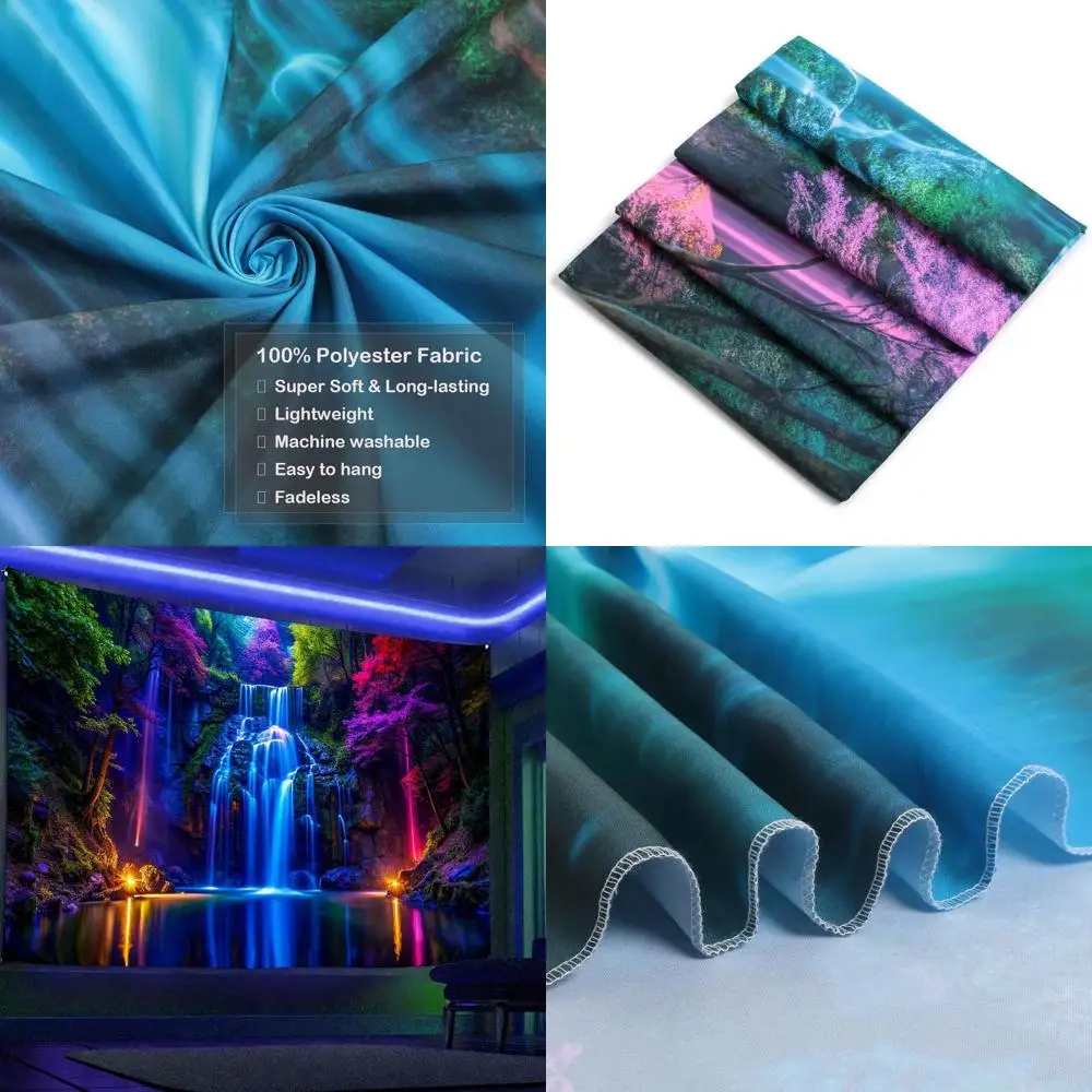 

Glow-in-the-Dark UV Reactive Forest Tapestry - Vibrant Nature Wall Art for Home Decor, 70.9x118.1