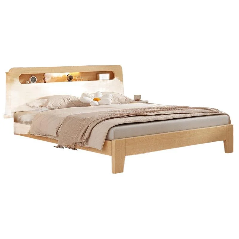 

Solid wood bed, double, household, modern, simple, rental, e****mical