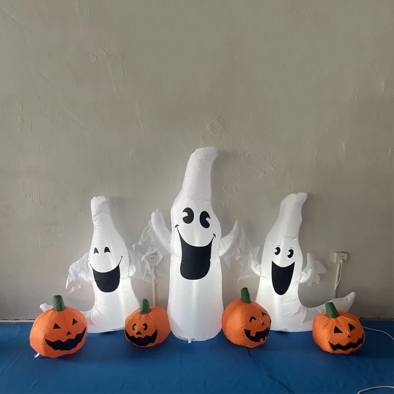 Inflatable Halloween Ghost Pumpkin Indoor Outdoor Garden Decoration Halloween Festival Blowing Up Ghost Ornaments with LED Light