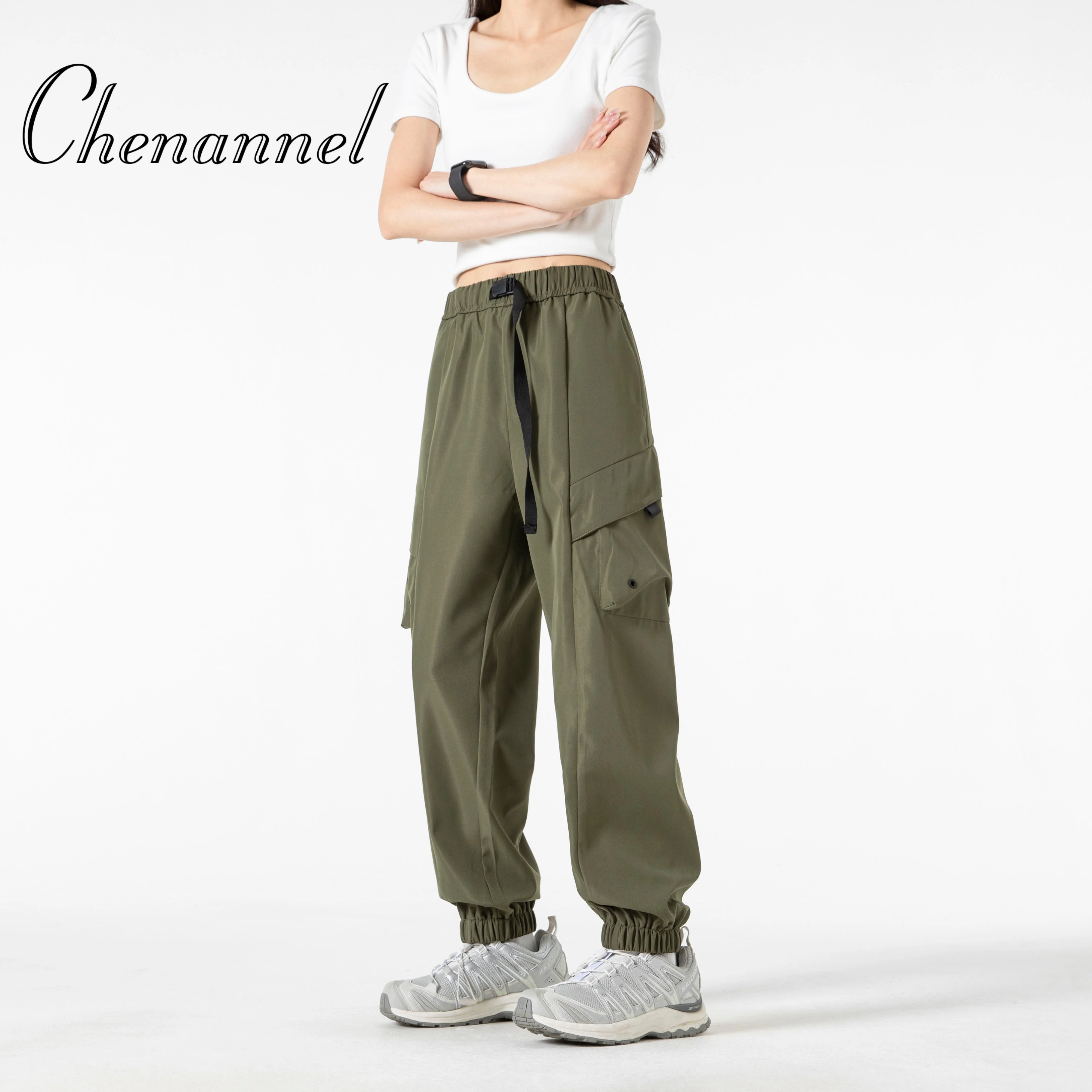 

Уличный стиль, свободный крой, рабочие брюки с завязками на талии, повседневные брюки, свободные брюки с эластичной резинкой на талии в американском стиле