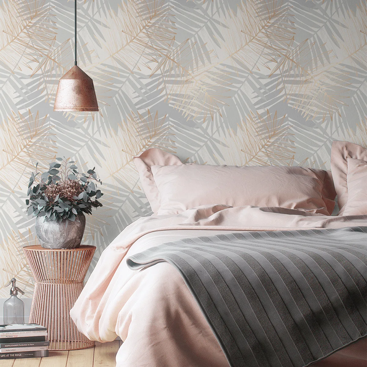 Nordic Palm Leaf Peel and Stick Wallpaper Self-Adhesive Prepasted Thickened Waterproof Contact Paper Wall Mural for Decor
