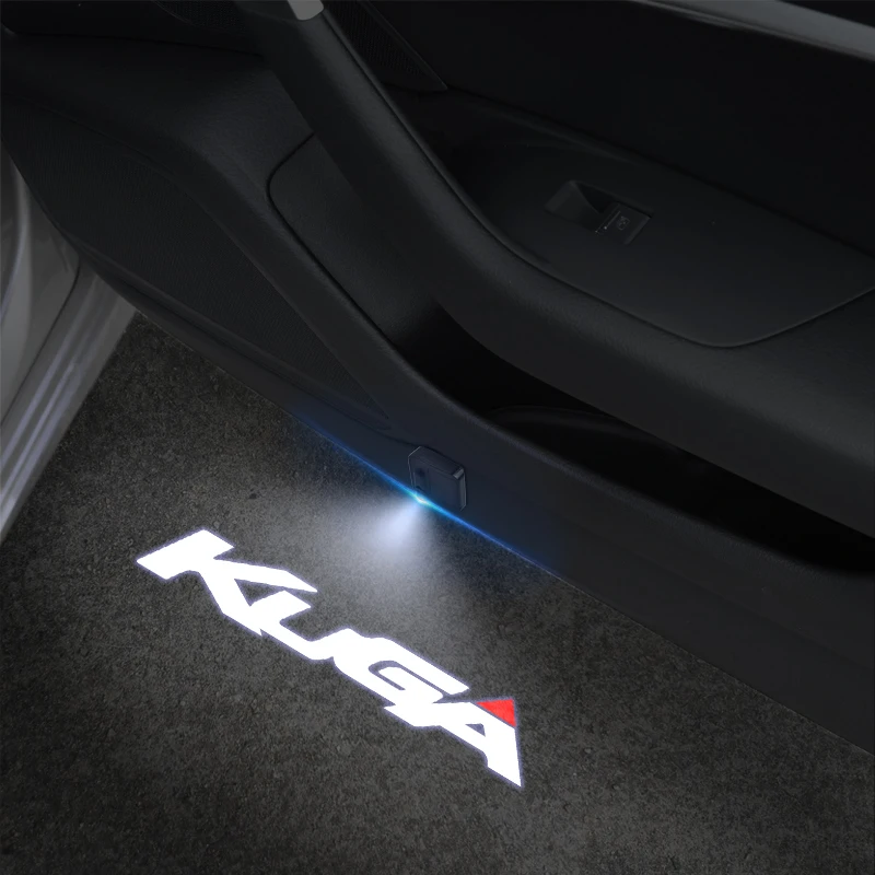 Para Kuga Fiesta Emblema Luz Da Porta Do Carro Bem-vindo Lâmpada Projetor Laser Sem Fio Auto Decoração HD LED