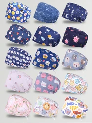 Print Nursing Scrub Caps for Women Men Doctors Nurse Medical Hats Cotton Comfortable Sanitary Sport Cycling Chef Skull Caps K828
