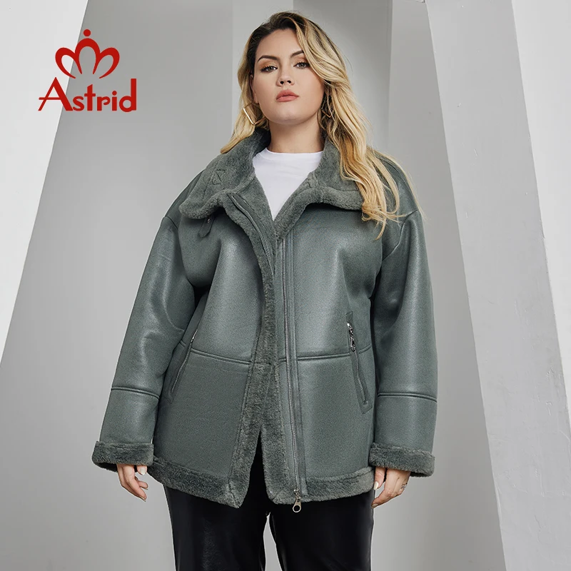 Astrid Damesjack Winter 2023 Plus Size Donsjassen Geïntegreerd Verdikte Fleece Pluche Bontjas Dames Parka Dameskleding