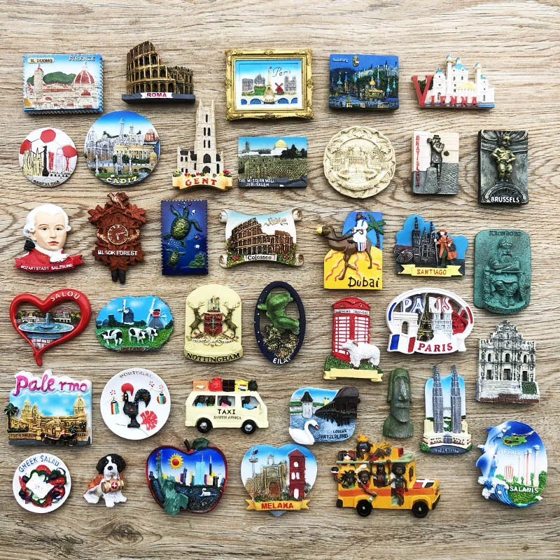 

World Landmark Fridge Magnets Rome Colosseum, Paris Tower, Dubai Camel, KL Towers - Strong Cute Refrigerator Magnets, Room Decor