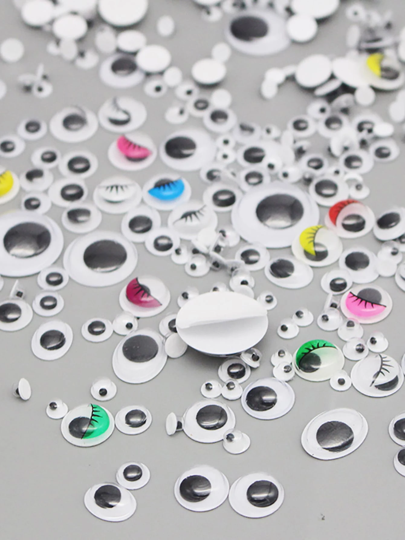 Olhos móveis DIY artesanais, olhos de boneca criativos, tamanho múltiplo disponível, cor preta, 1 pacote = 100pcs, 1 pacote, 2 pacotes