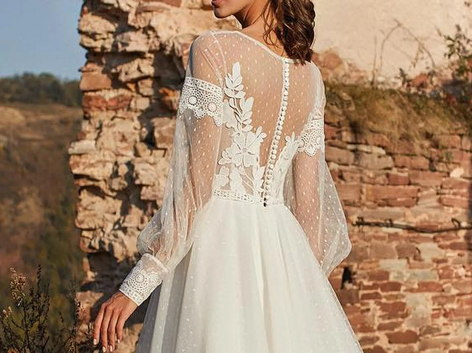 Beach Bridal Gowns Long Sleeves Wedding Dresses for Women Vestido De Novia 2022 Boda Elegante Tulle Appliques Bride Dresses