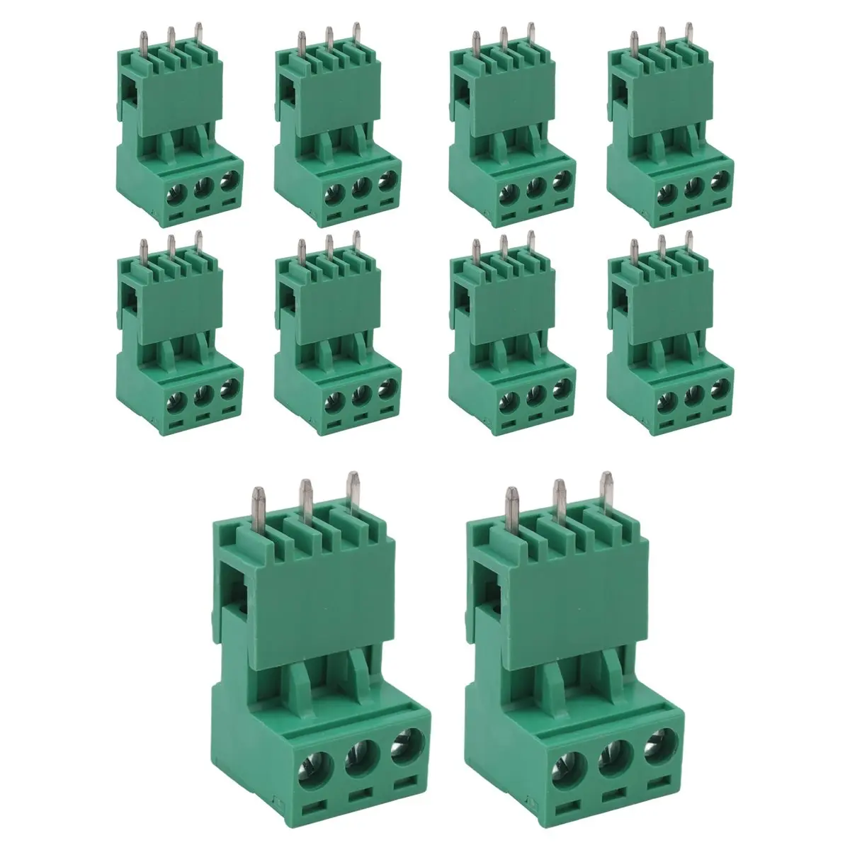 A46U 10Pcs 5.08mm Pitch 3Pin Plug-in PCB Terminal Block Connector Right Angle