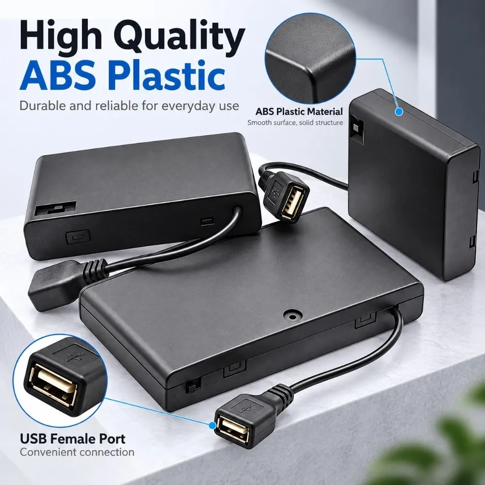 New With Cover AA Battery Holder With Switch With USB Power AA Battery Box AA Battery Case USB Power Port DIY 2/3/4/6/8 Slot