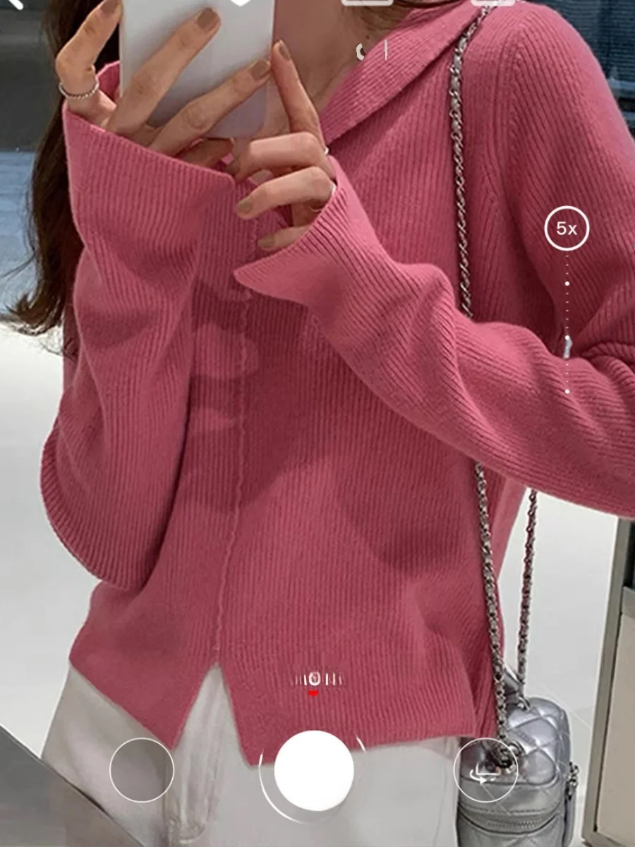 

Comfortable Thin Knitted Sweatirt Small irt T-irt Overhead Design e Hem Base Layer Clothing Soft Texture V-Ne ...