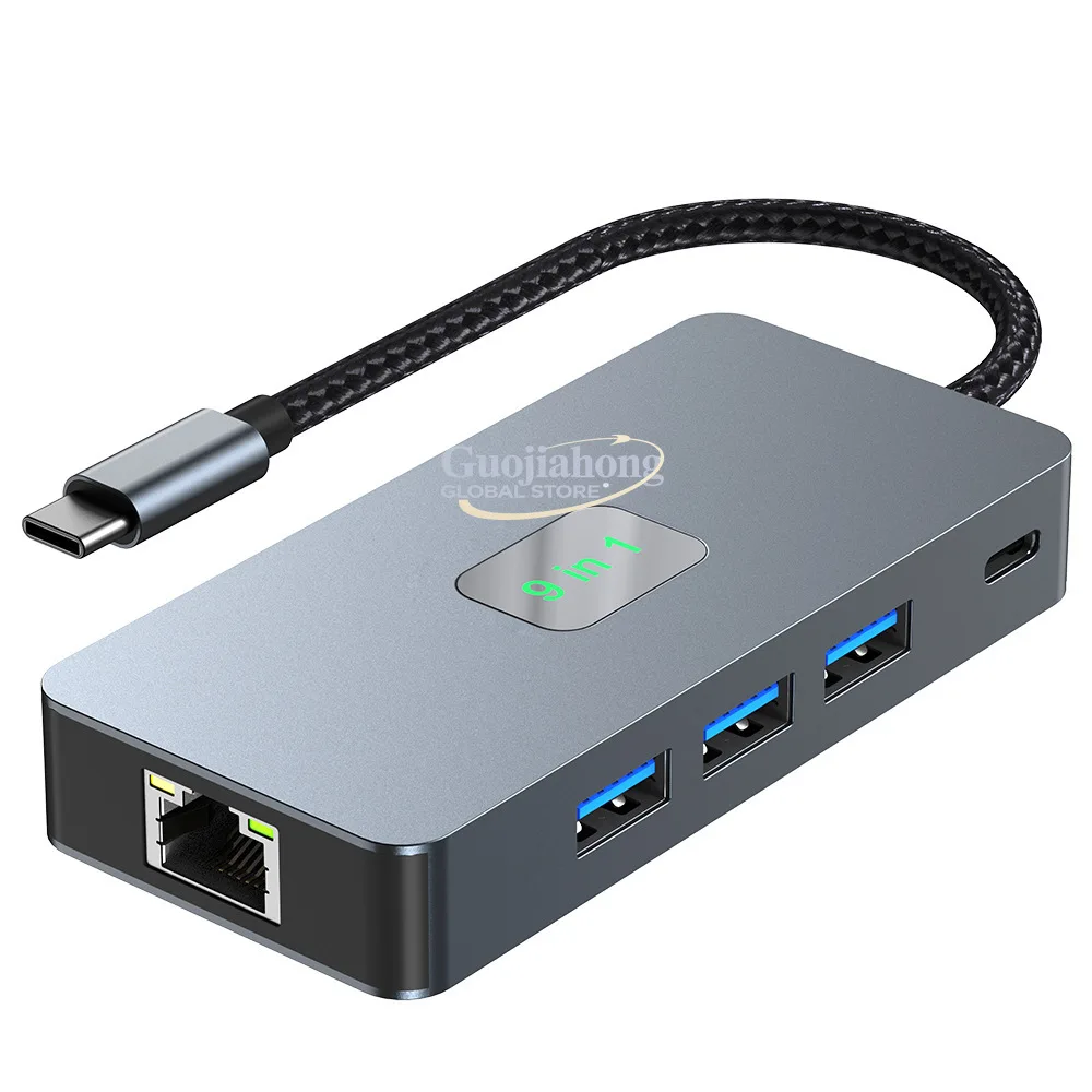

Cross-border usb hub expander 4k60hz gigabit notebook converter nine in one high definition docking station type-