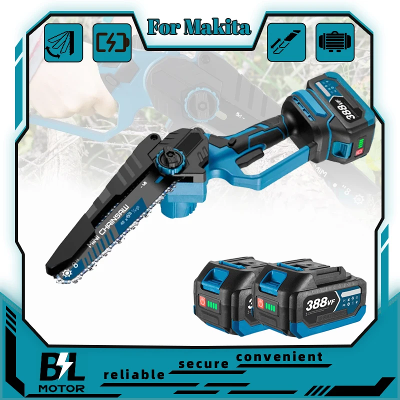 

New Design 8 Inch Cordless Electric Saw 40000RPM Brushless Chainsaw with Digital Display Garden Logging Chainsaw For Makita 18V