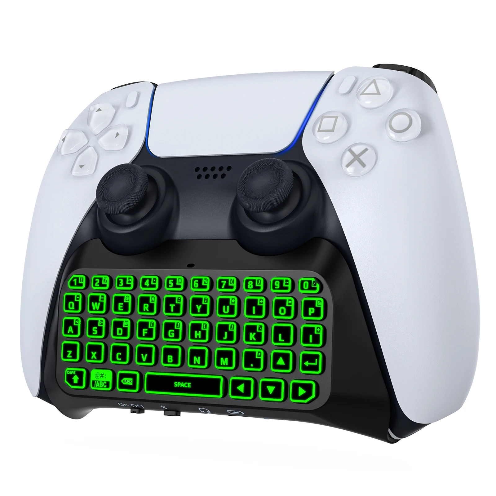 

MoKo Keyboard for PS5 Controller with Green Backlight,Bluetooth Wireless Mini Keypad Chatpad for Playstation 5,Built-in Speaker