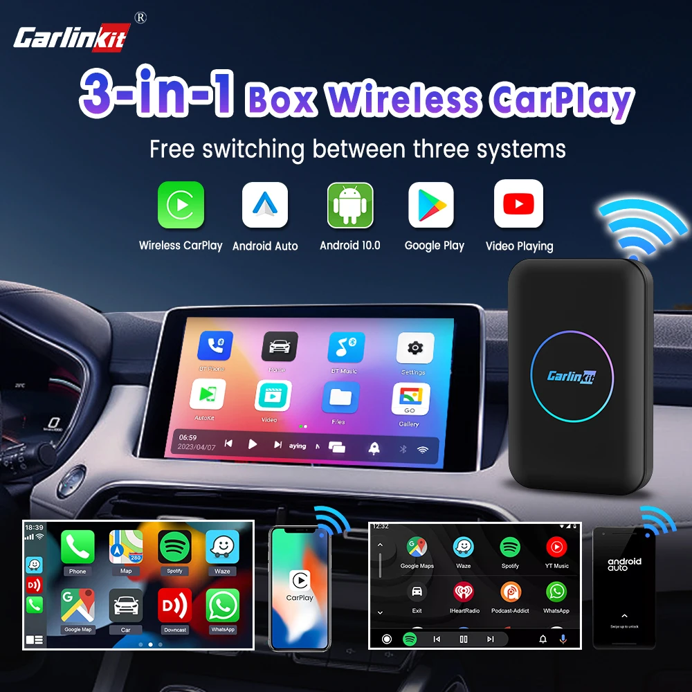 

Carlinkit Carplay Ai Box Беспроводной Carplay Android Auto Android 10 4-ядерный процессор 32 ГБ WIFI Ondersteuning Поддержка IPTV Youtube