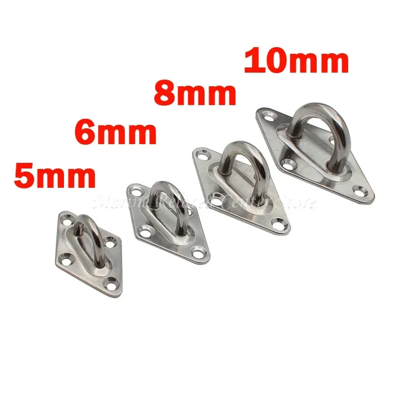 4Pcs 304 316 Stainless Steel Ceiling Wall Mount Hook Heavy Duty Anchor Eye Plate For Boat Yoga Swings Hammocks 5mm/6mm/8mm/10mm