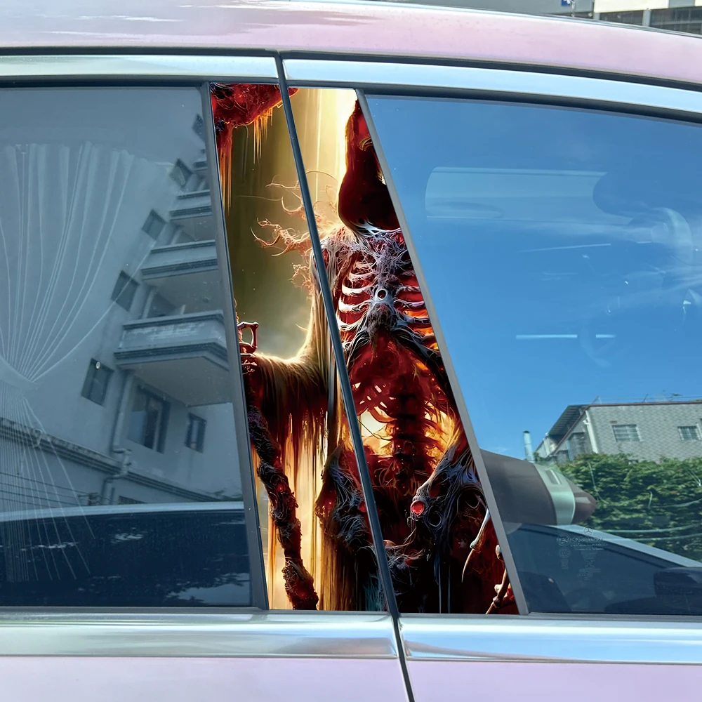 

2PCS Devil Death Car Center Pillar Sticker B-Pillar Door B Pillar Decals Center Column Sticker Protective Film Decals