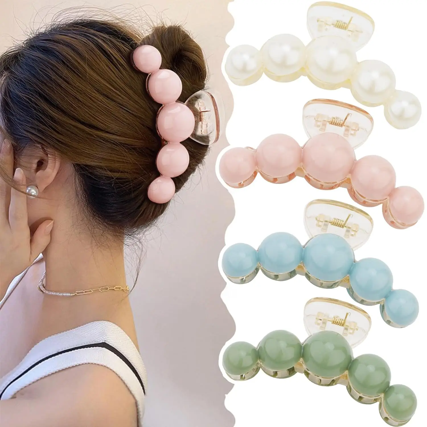 solid color large pearl hair clip, ladies hair accessories