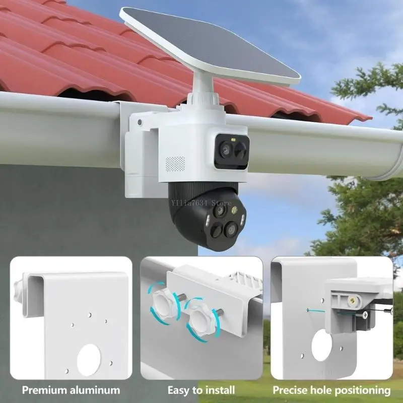  White Roofline Camera Mount with Hand-Tightening Clamp Structure for PoE E40
