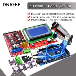 3D Printer Controller Kit 2560 R3 Includes RAMPS 1.4 Controller Board USB Cable LCD 12864 Graphic Smart Display Controller