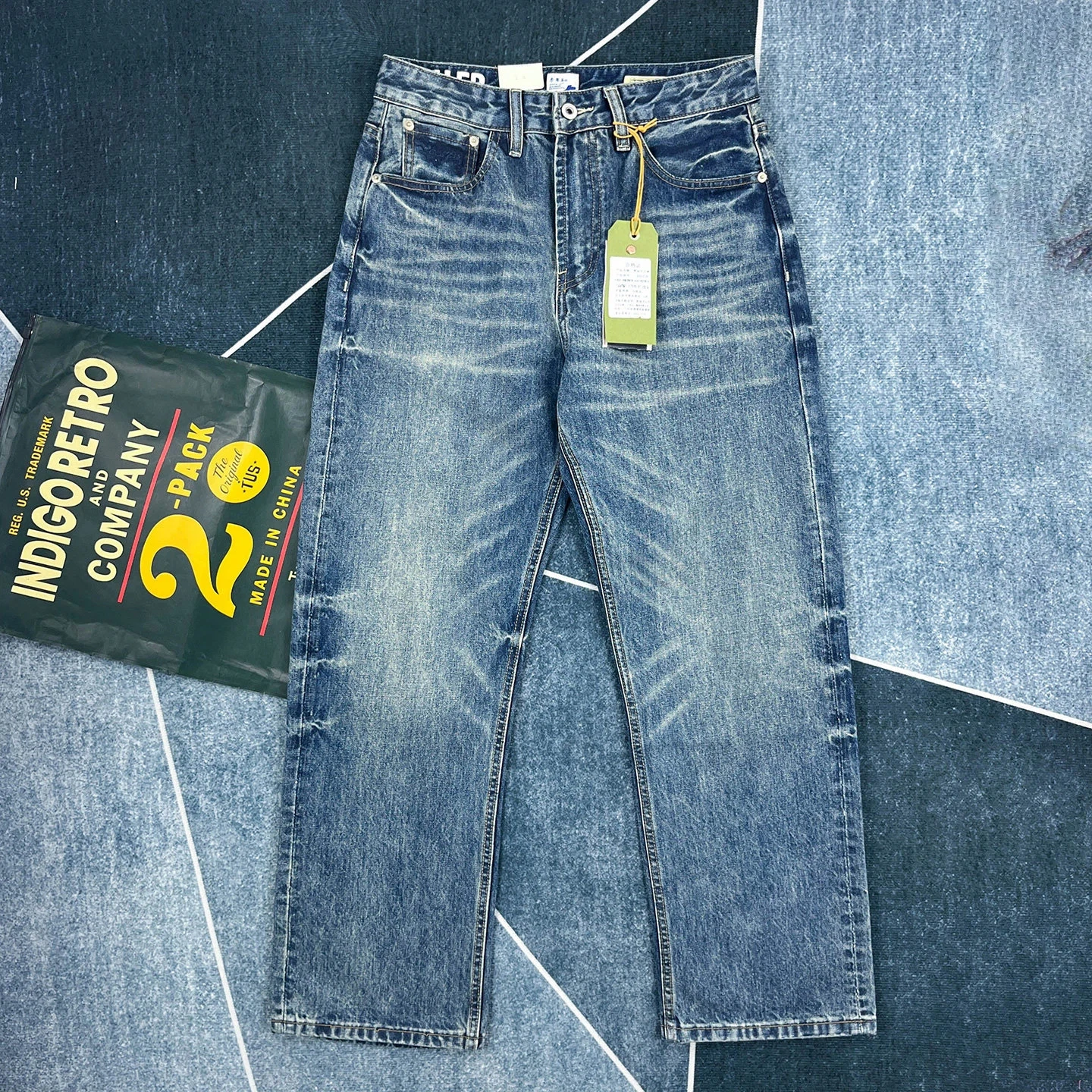 

Весенне-осенние мужские джинсы в американском ретро-стиле с эффектом потертости, свободные прямые брюки, повседневные модные брюки цвета хаки