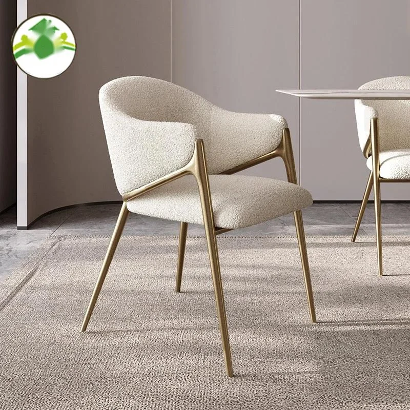 Luxury Stainless Steel Dining Chair Modern Minimalist Velvet Lamb Dining Stool European Style Soft Chairs Home Furniture