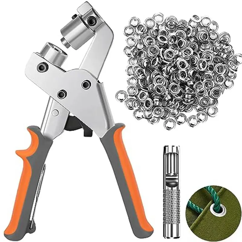

ABXF-Heavy Duty Hole Punch Pliers Tool With 500 Grommets, Eyelet And Grommet Punch Tool For Fabric Tarps