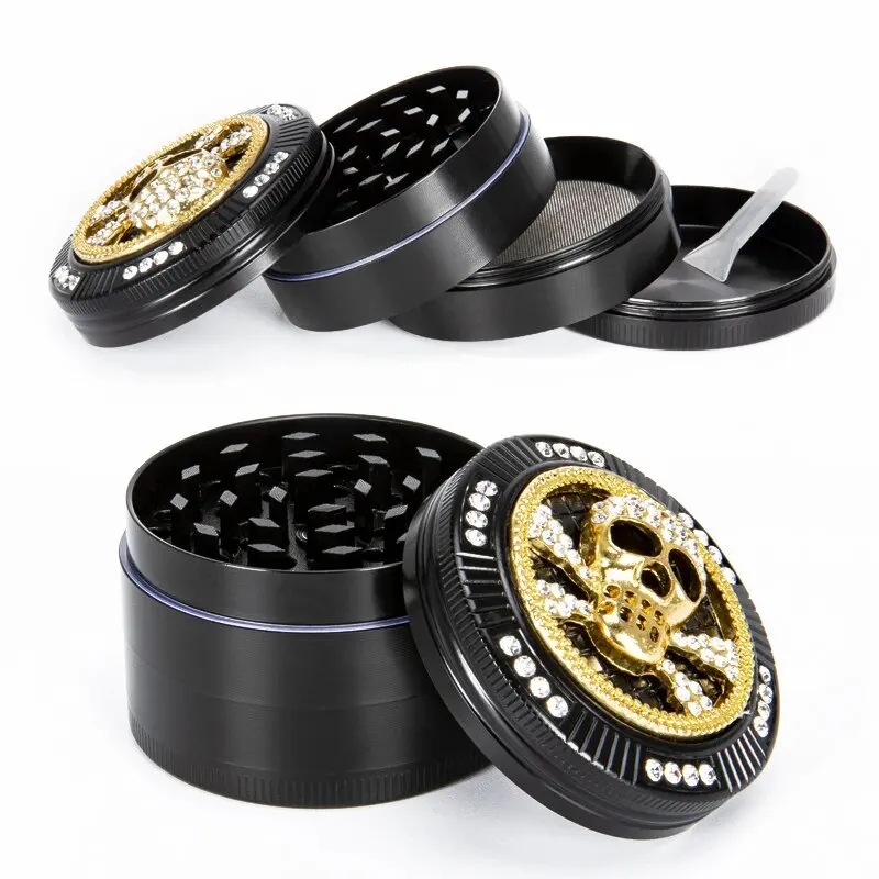 

Rhinestone Skull Metal Bling-Bling Skull Herb Grinder