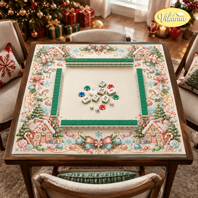 ChristmasGingerbread House Mahjong MatNon Slip FoldableFamily Game NightHoliday Home DecorChristmas Home Decor