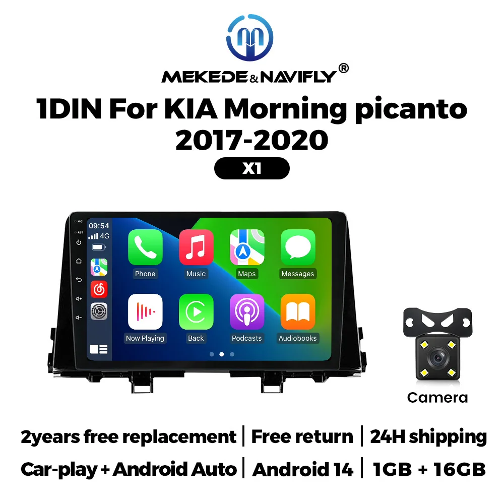 MEKEDE & Navy Android 14 Draadloze Carplay Auto Voor KIA Ochtend Picanto 2017-2020 Autoradio Multimedia Video Player 1 Din GPS BT