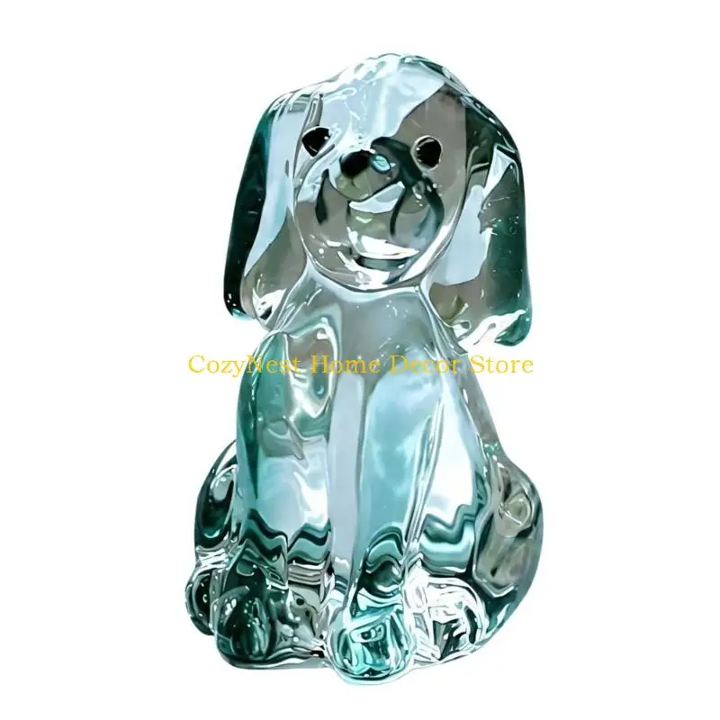 92MF Crystal-Look Dog Figurine for Shelves, Tables, and Entryway Styling