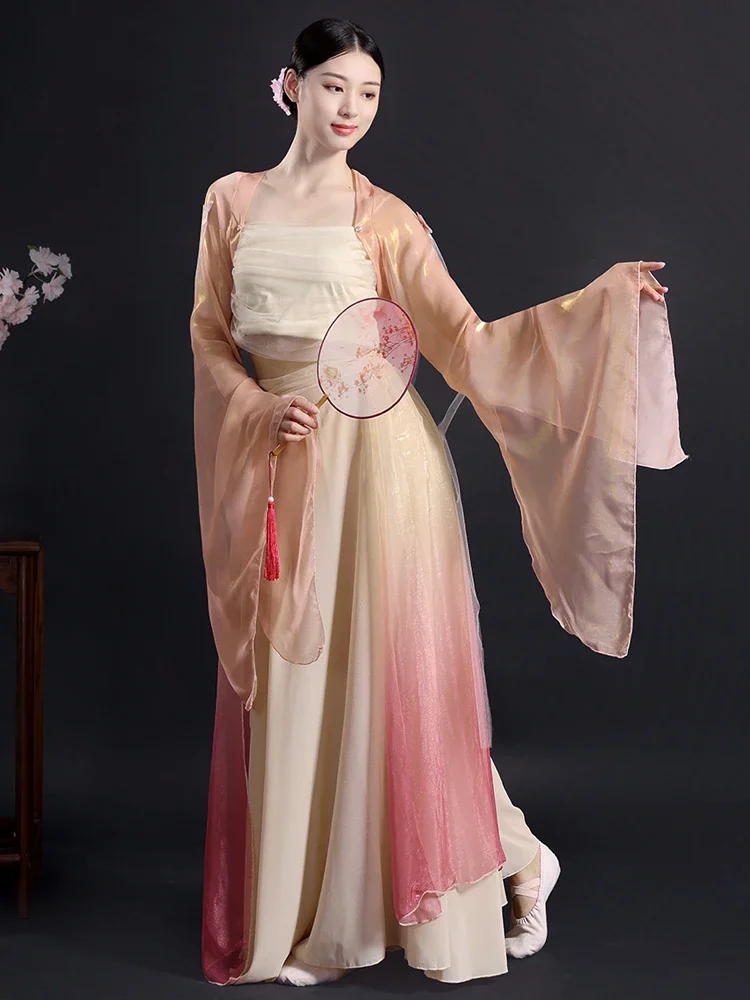 Chinese Style Folk Dance Classical Dance Costume Practice Clothes Elegant Performance Stage Dancewear National Waist Drum Suit