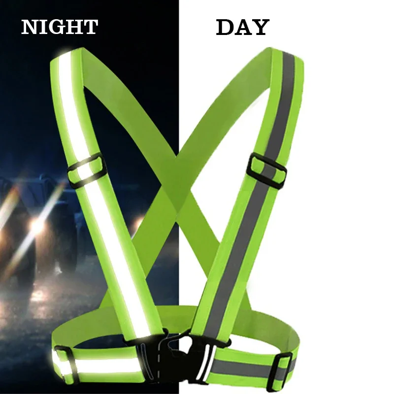 Highlight Reflective Straps Night Work Security Running Safety Adjustable Reflective Vest High Visibility Reflective Jacket