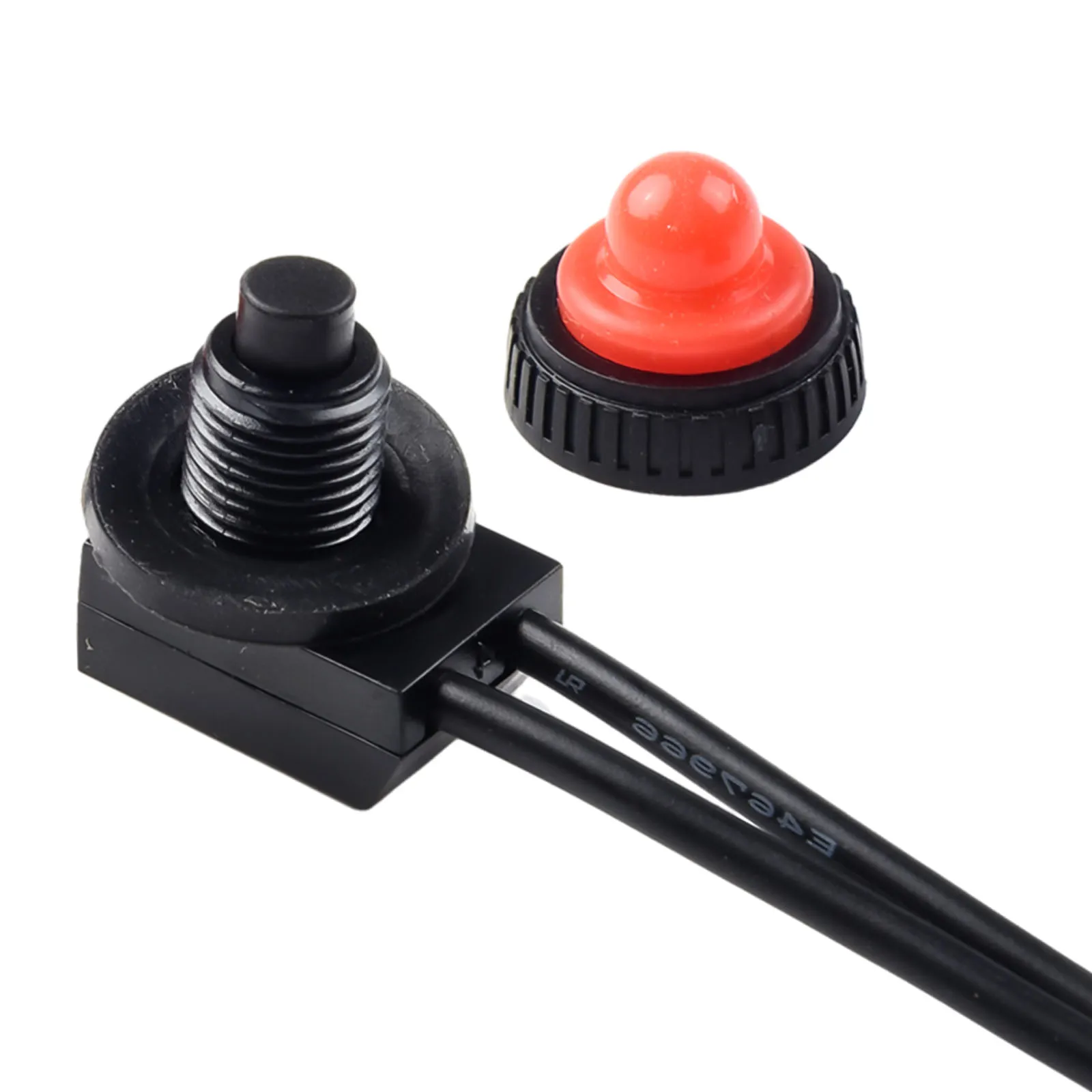 12V Waterproof Latching Push Button On Off Switch with Leads Wire for Use in Lights and Outdoor Electrical Devices