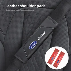 2pcs Car Seat Belt Cover Leather Shoulder Pad Accessories For Ford ST Line Focus Mustang Fiesta Puma Ranger Kuga MK7 MAX F150