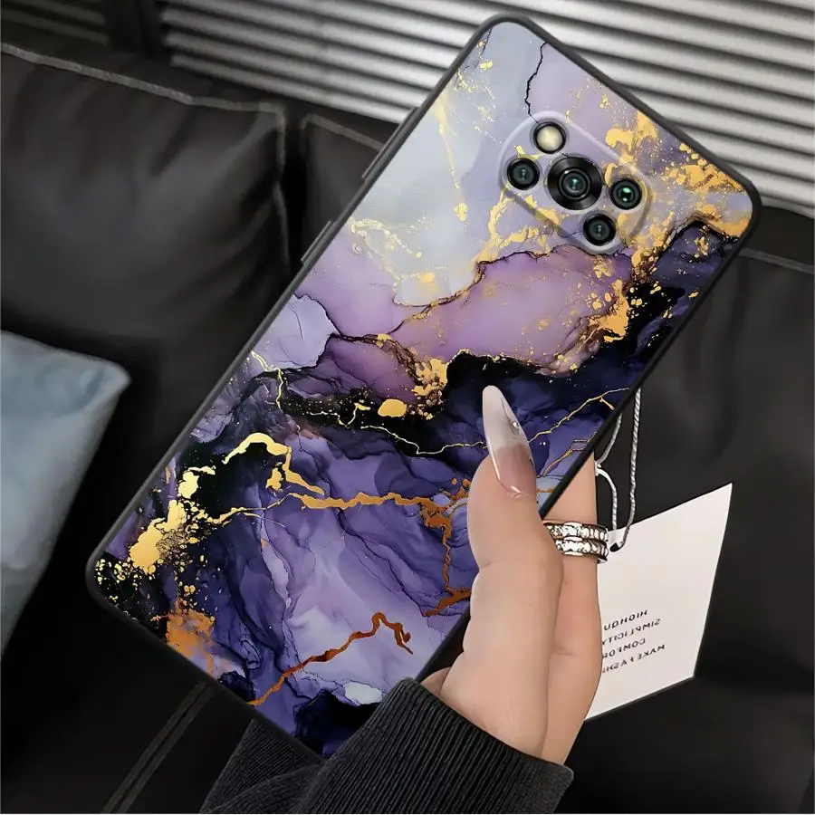 حافظة لهاتف Xiaomi Poco M5 C50 C71 C61 F3 C75 F1 X3 X4 X5 X7 Pro M3 M4 M7 Pro C40 غطاء هاتف ناعم أسود رخامي جميل