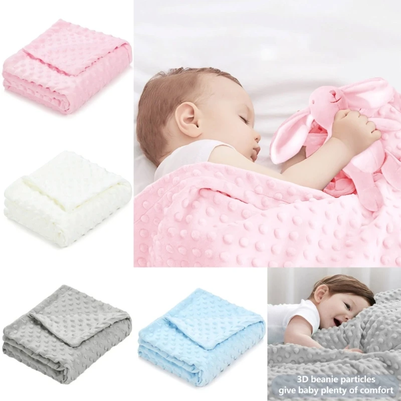 Soft Baby Blanket with Double Sided Dots Cotton Baby Swaddles Blanket Toddler Bed Blanket for Crib or Car Seats uses 75x95cm