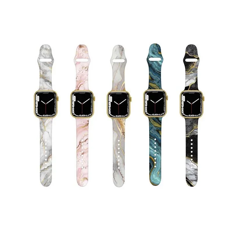 Marble Soft Silicone Strap for Apple Watch Ultra Band 45mm 41mm 44mm 40mm 38mm 42mm Rubber Sports Bracelet IWatch Series Strap - Image 2