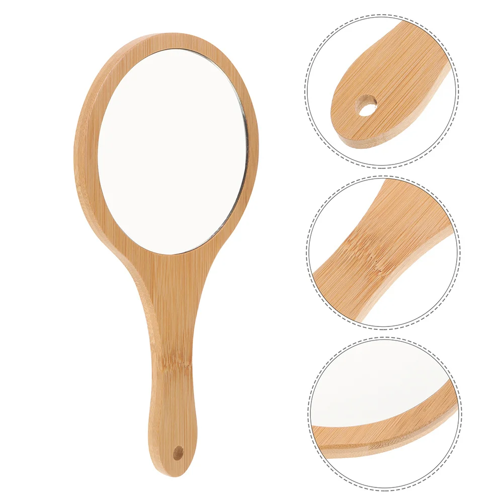 

Handheld Bamboo Makeup Mirror Premium Glass Surface Clear Accurate Reflection Compact Size for Women Personal Grooming Travel