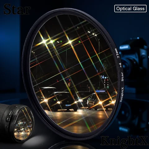 KnightX Effects Star Filter Line 52mm 55mm 58mm 67mm 77mm Camera Lens Filter For Canon Eos Sony Nikon Photo Photography