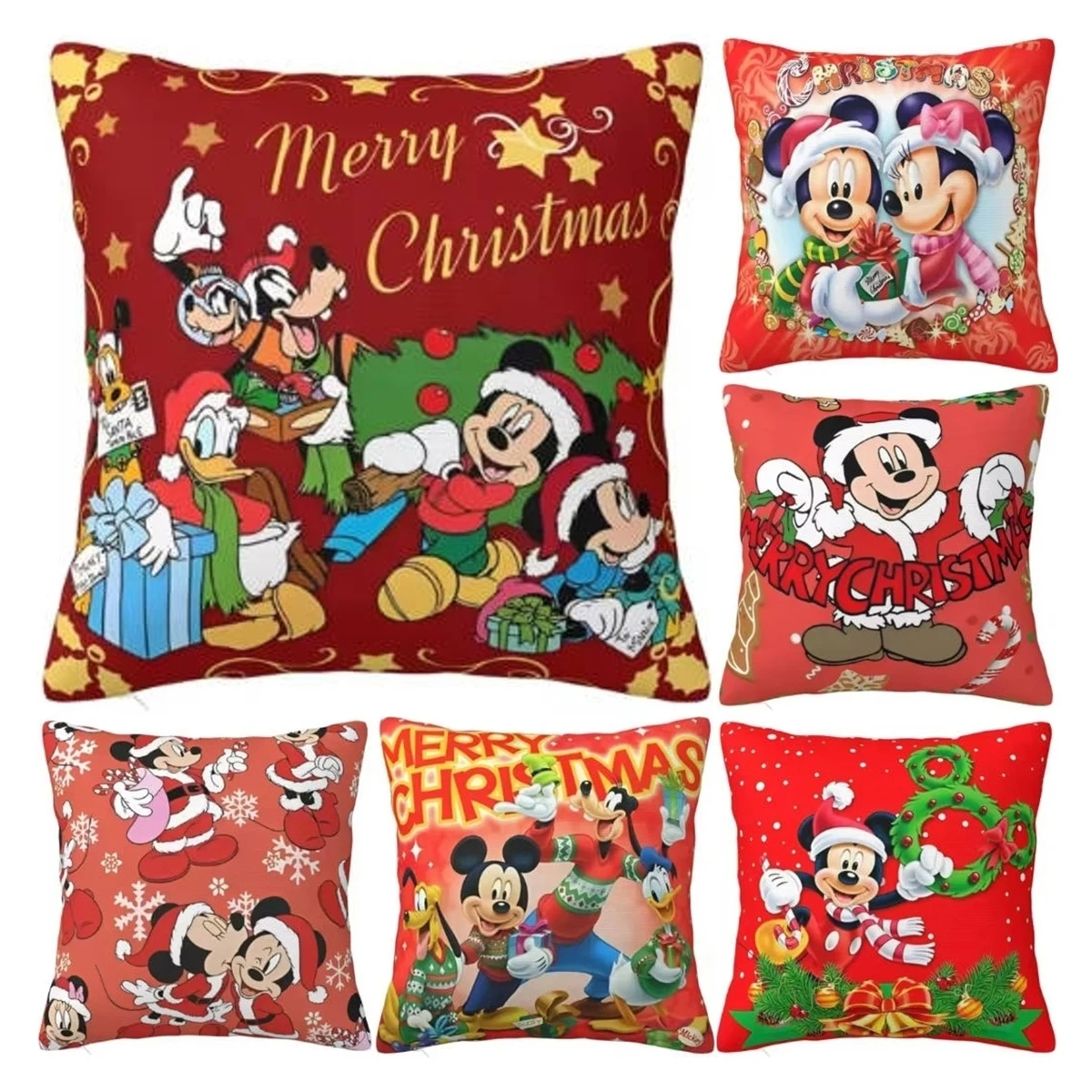 Mickey & Minnie Mouse & Friends Pillow Covers Living Room Christmas Cushion Cover Cute Throw Pillow Case 40*40