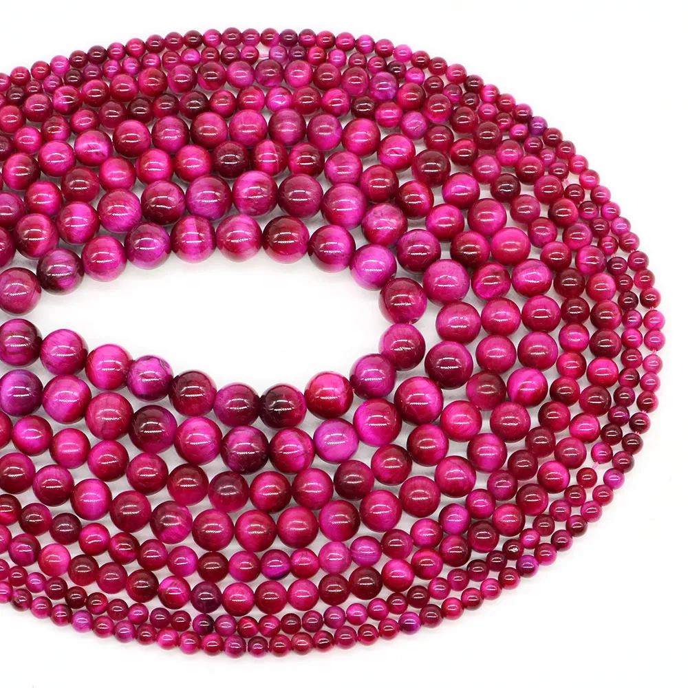 4/6/8/10mm Pink Tiger Eye Beads Natural Stones Healing Crystals Round Loose Spacer Beads Gems for Jewelry Making DIY Accessories