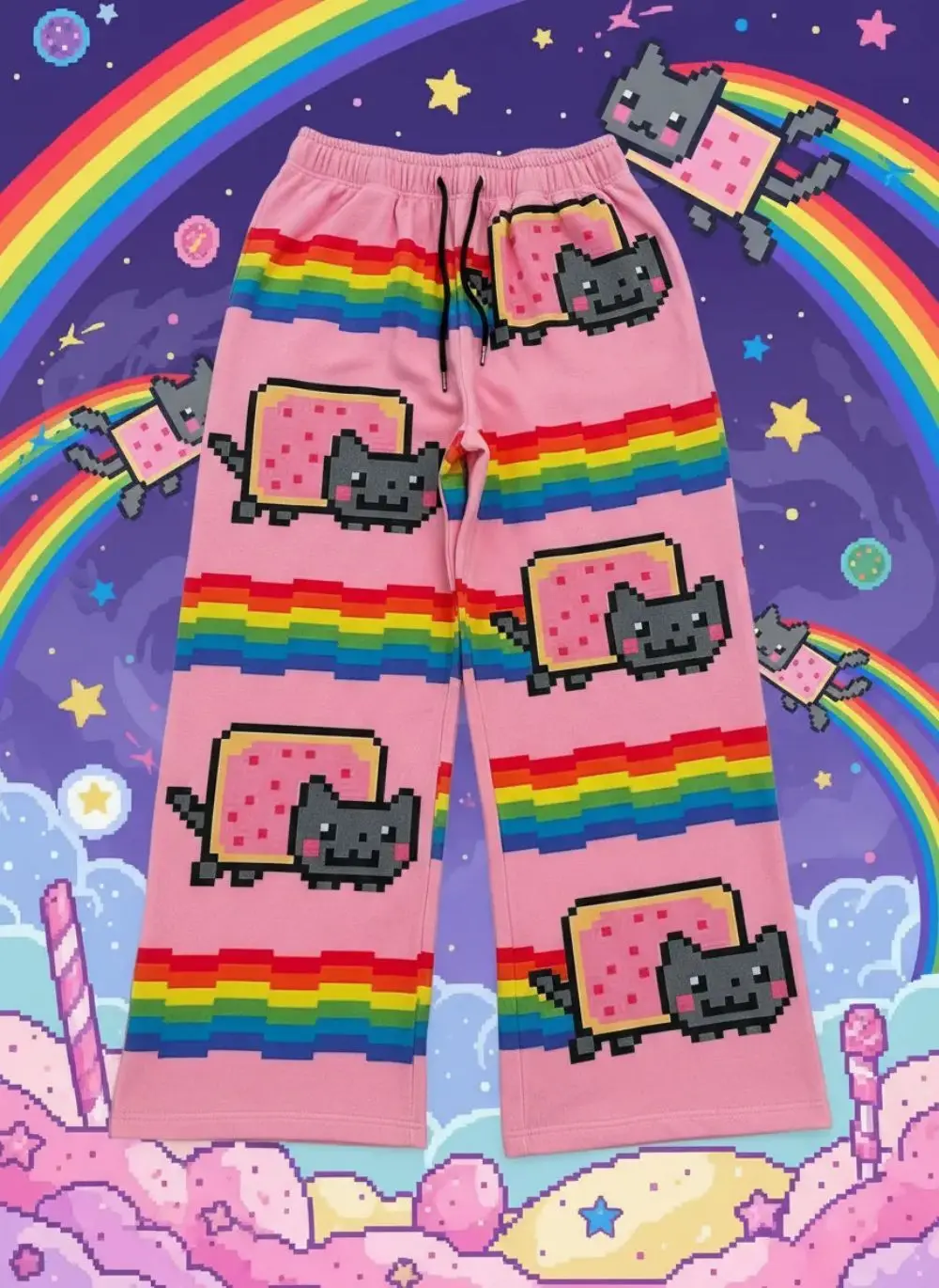 

Розовые спортивные штаны в стиле хип-хоп с принтом Nyan Cat, Y2K, свободные, с эластичным поясом, уличная одежда, ретро-джоггеры, женские повседневные брюки, одежда Y2K