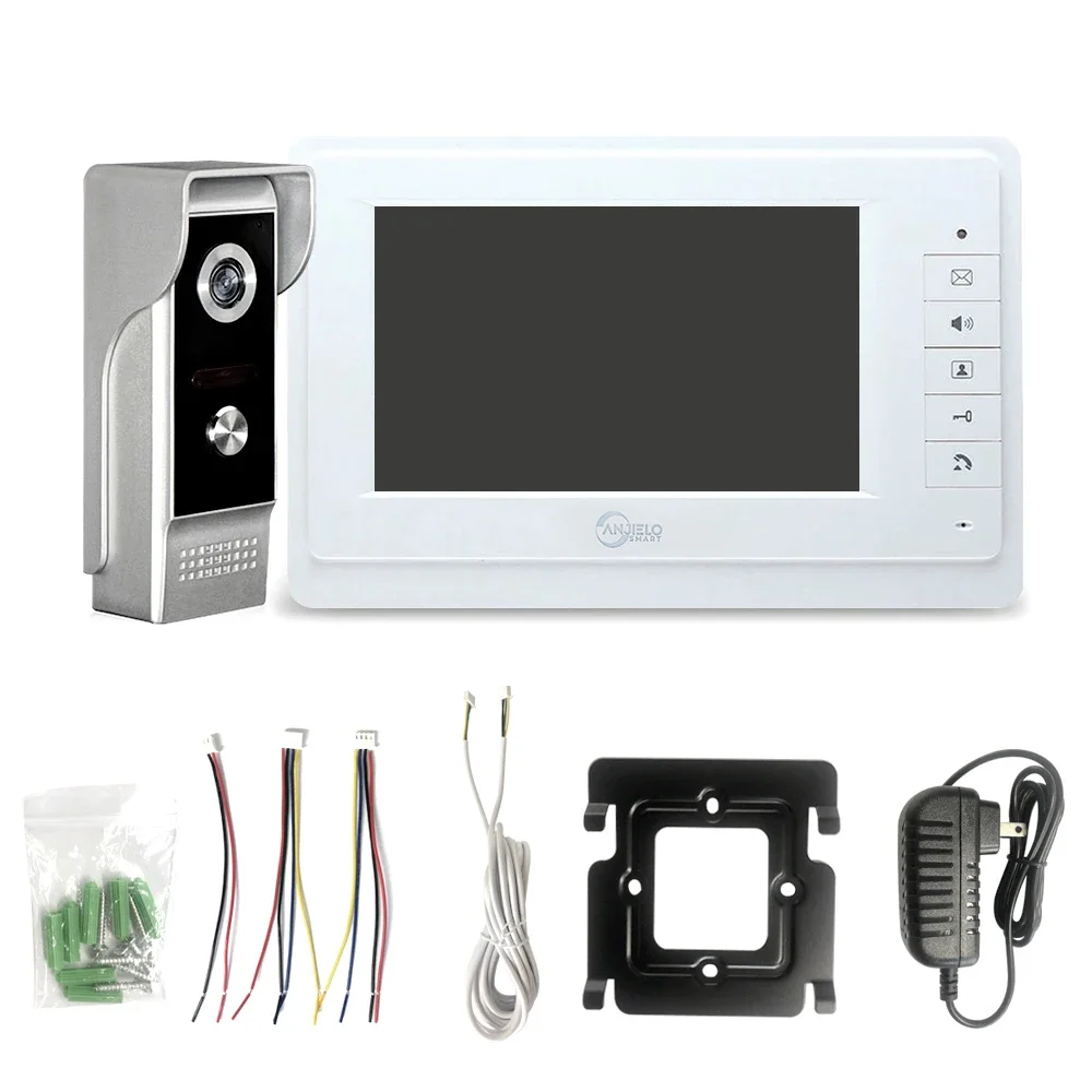 Anjielosmart Wired Video Intercom System for Home Door Phone with Camera Apartment Monitor 7 Inch Intercom in Private House