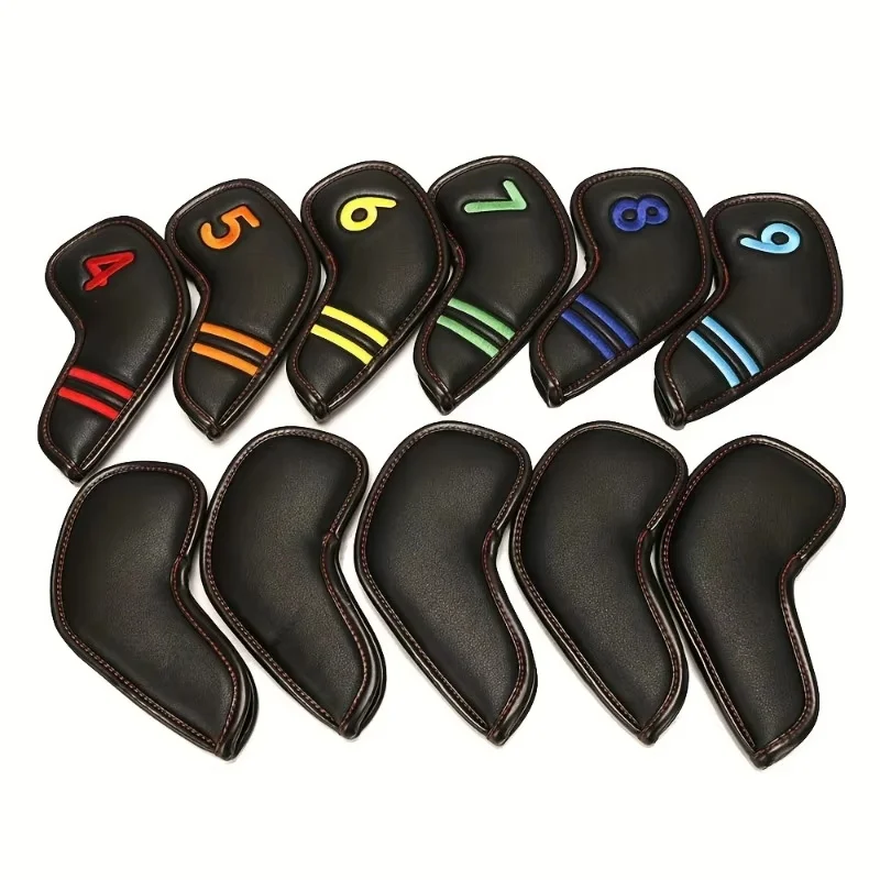 11 Golf Club Head Covers, Faux Leather, Durable, Soft Golf Club Head Covers, Magnet Closed Design, Golf Accessories