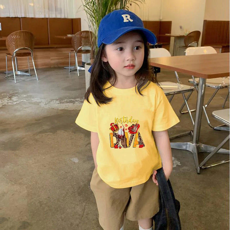 Summer New Male And Female Baby Short Sleeve Yellow T-Shirt Round Neck Pullover Top