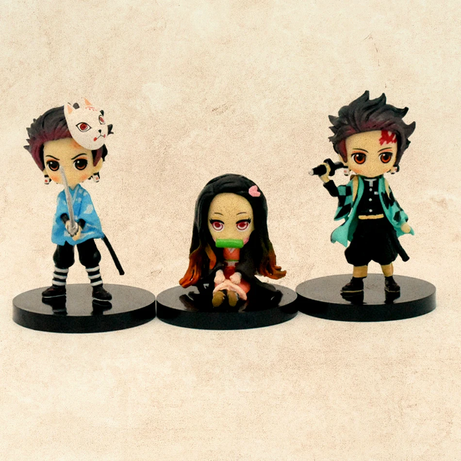 6 szt. Figurki Demon Slayer Anime 7cm Dekoracja Tortu Anime Kreskówka Kamado Nezuko Agatsuma Figurka Lalka Ozdoba
